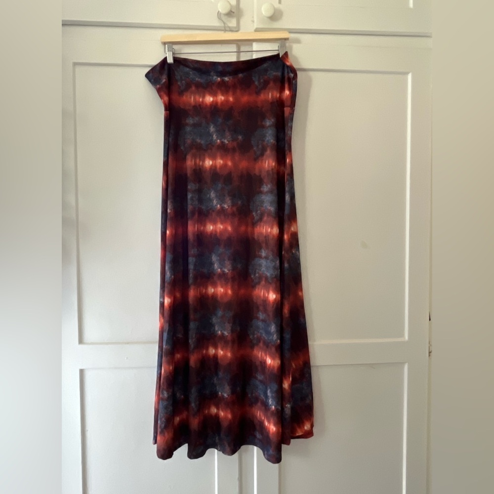 LuLaRoe 2XL Skirt High Low Tie Dye Foldover Waist Boho Stretch Flowy - Picture 3 of 6